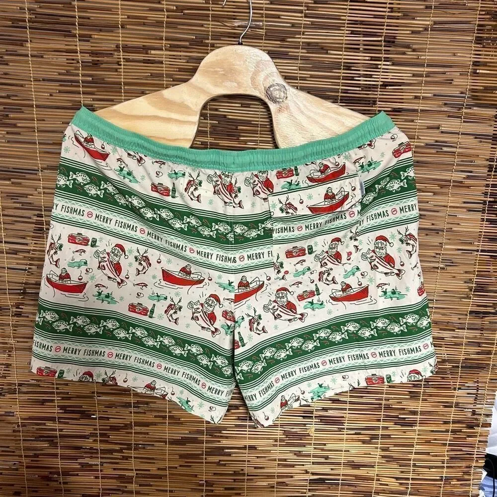 Magellan Outdoor Fish Gear 3XL Swim Trunks Christmas Santa Bass Boat